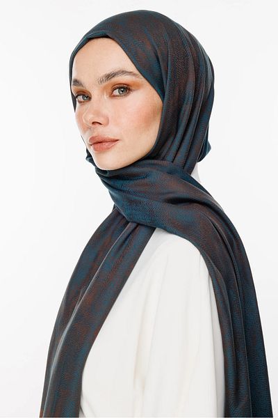Mooncorn Şal cu două feţe cu model Sahara Bitter Brown-Petrol Blue