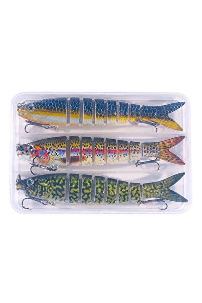 JSFUN مجموعة مكونة من 3 قطع/صندوق من طُعم صيد متعدد المفاصل بطول 13.5 سم/19 ج...