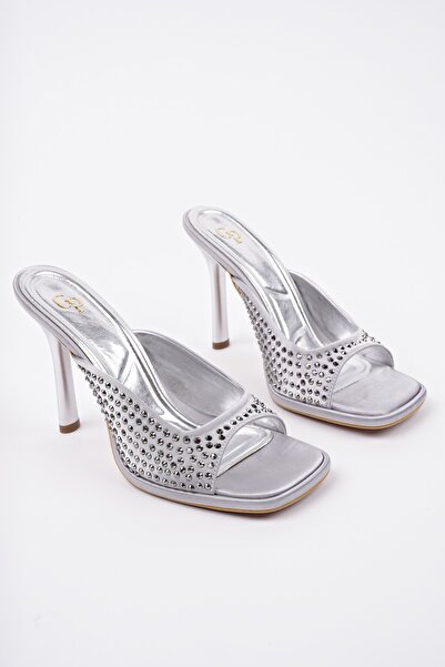 MUGGO PUJA Плоский ніс, тонкий каблук, камінням прикрашені жіночі капці на підборах