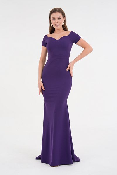 vuvutasarım Νέα σεζόν Crepe Fabric Heart Collar Off Shoulder Λεπτομερής ουρά Γυναικείο Maxi βραδινό φόρεμα 582988