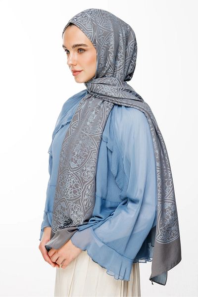 Mooncorn Morocco Pattern Reversible Throw Blanket Dark Grey-Light Blue