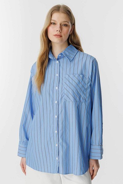 Hooopstore Ριγέ Oversize Μπλε πουκάμισο