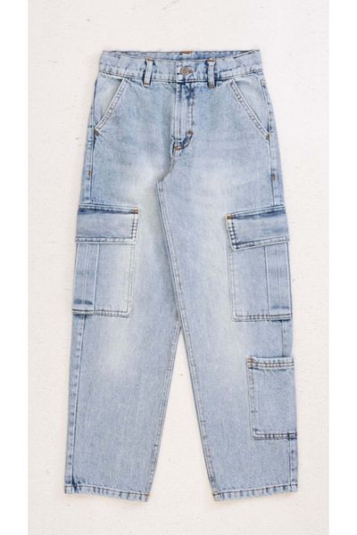 wakawakakidsstore Boys' Jeans with Adjustable Waisted Cargo Pockets