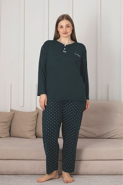 Farya Home X-Dreamy Plus Size Bamboo Print Long Sleeve Pajamas Set