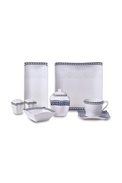 KORKMAZ 8589 Lınk Collectıon Lacivert 6 Kişilik 28 Parça Kahvaltı Takımı Kare