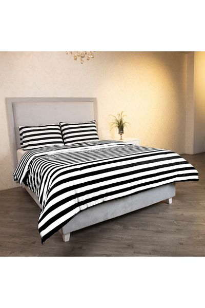 Home Box طقم غطاء لحاف من القطن المطبوع بخطوط مالطا، مقاس كوين كينج، 220 × 220 سم
