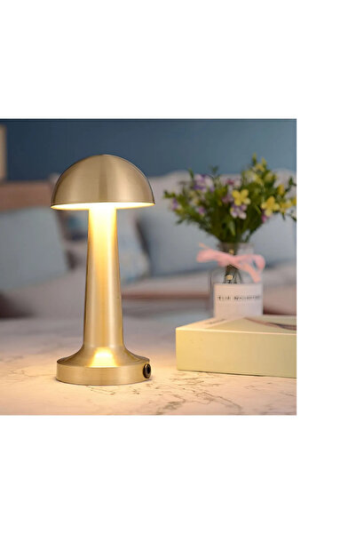 Genel Markalar Mantar Model Gold Kasa Dimmerli Şarjlı Retro Masa Lambası