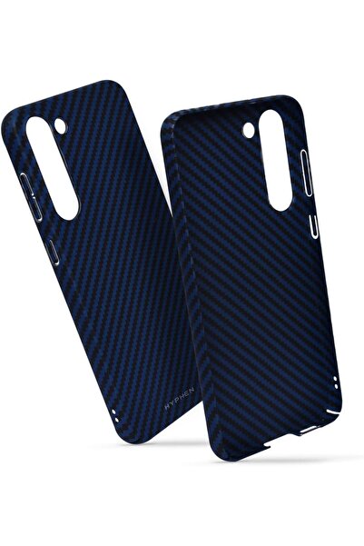 HYPHEN جراب حماية من ألياف الكربون لهاتف سامسونج S23 بلس، أزرق