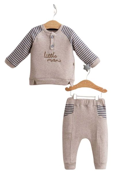 wakawakakidsstore Front Buttoned Sleeves Striped Baby Boy Set