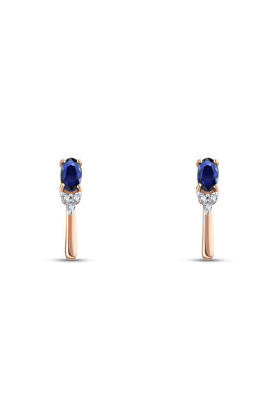 Ariş 0.69 Karat Oval Safir Pırlanta Küpe