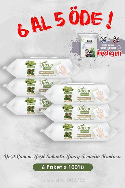 Baby Turco Green Pine and Soap Surface, 100Pcs and Rosie Cleaning Towels