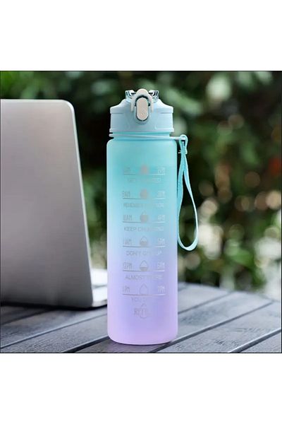 Choice Green 700ml Inspirational Outdoor Sports Water Cup With Time Scale And Drop-Resistant Lid - Portable