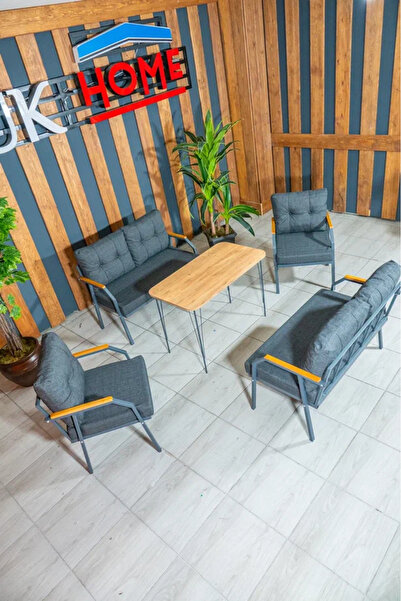 UFUK HOME Zeyd 2211 Masalı Antrasit Fermuarlı Bahçe Balkon Takımı, Salon - Me...