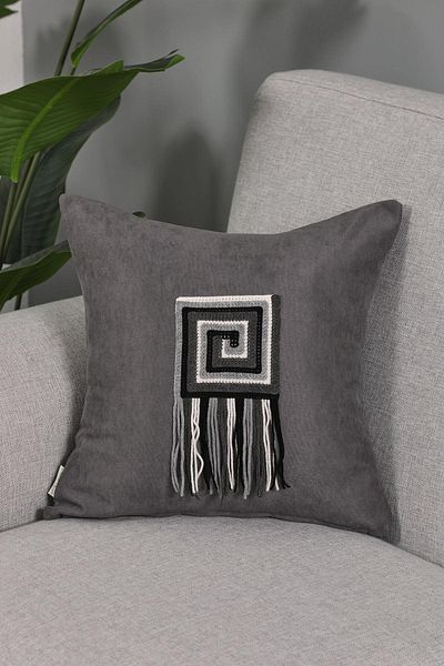 Aisha's Design Fringed Motif Throw Pillow Cover 45X45Cm, K-450