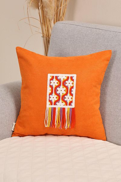 Aisha's Design Colorful Fringed and Motif Throw Pillow Cover 45X45Cm,K-444