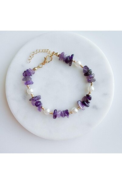 Venus Design ametist taşı inci bileklik