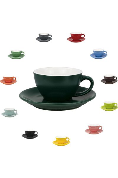 MIBRU Coffee ceramic cup with plate 200ml matt green