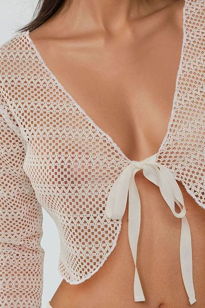 Hiccup Μακρυμάνικο Crop Top με βελονιά με λεπτομέρεια