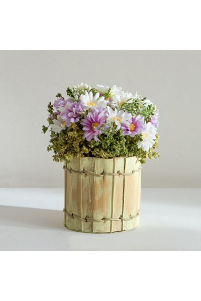 Home Box Caven Daisy Arrangement in Todi Leaf Planter 16x16x20 cm