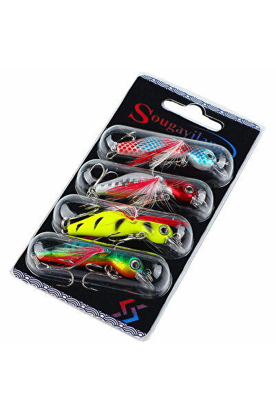 Choice WHITE Sougayilang Fishing Bait Set 4PCS Wobbler Anti-corrosion Hook Ba...