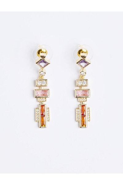 Jimmy Key Mixed Geometric Figured Swinging Shiny Earrings