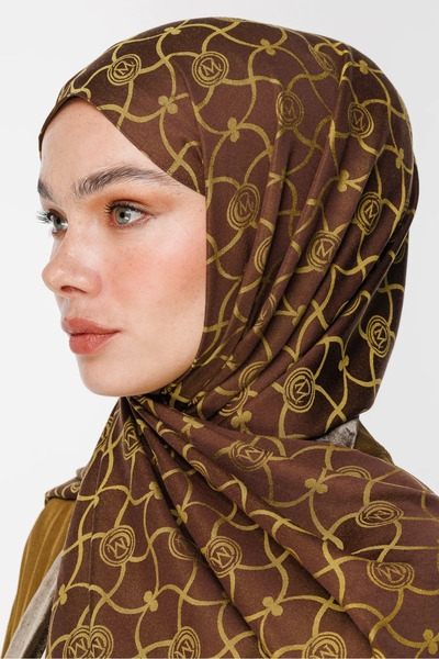 Mooncorn Marrakech Pattern Reversible Shawl Bitter Brown-Salmon