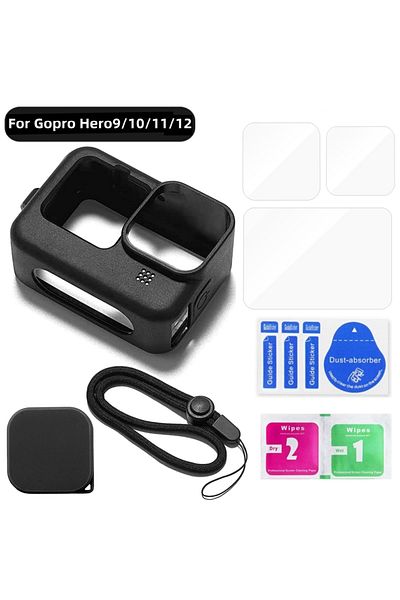 Choice Set 1 Silicone Case for GoPro Hero12 11 10 Black Tempered Glass Screen Protector Protective Film Len