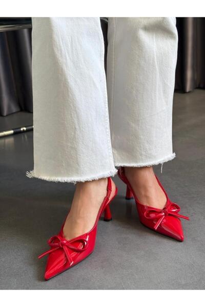 FS KOMBİN COLLECTİON Fabio Kırmızı Kadın Fiyonk Detaylı Topuklu Ayakkabı Stiletto