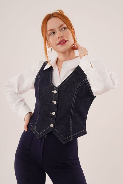 LOKADI Women's Mini Denim Vest