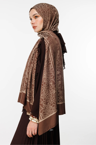 Mooncorn Σάλι διπλής όψης Lavin Pattern Bitter καφέ-μπεζ