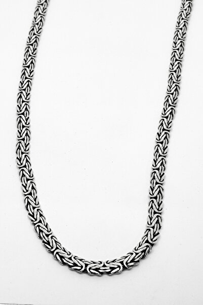 oya silver Yassı Kalın Kral Gümüş Zincir Kolye 60CM