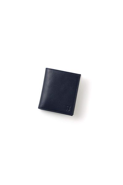 HELMBROOK Colin Men's Navy Blue Leather Pocket Design Multi-Compartment Rfid Protection Wallet