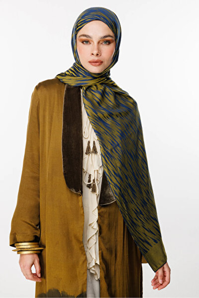 Mooncorn Selis Pattern Double Sided Shawl Navy Blue-Oil Green