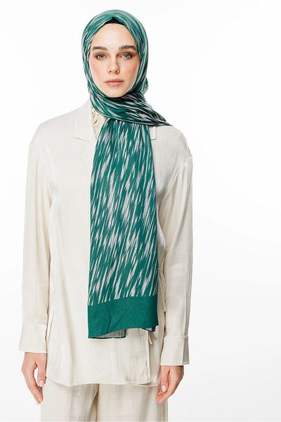 Mooncorn Σάλι διπλής όψης Selis Pattern Emerald-Pink