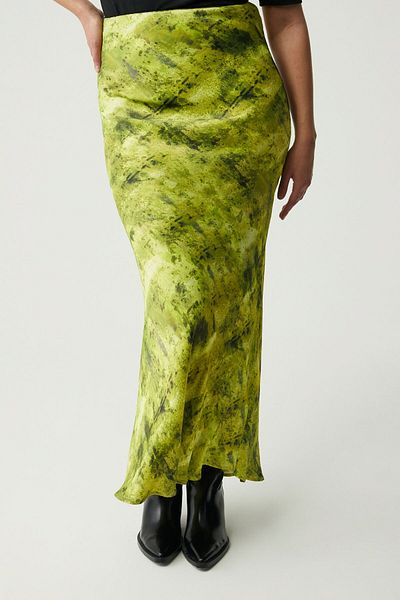 GRIMELANGE Lilibeth Women's Patterned Long Lace Belt Patterned Skirt