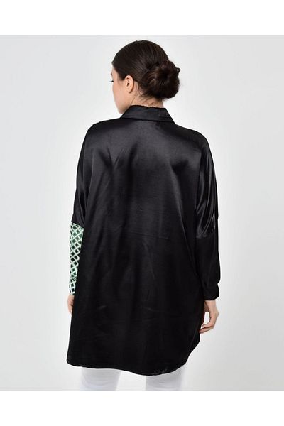Kubos Moda Bat Sleeve Shirt Collar Green Tunic Blouse