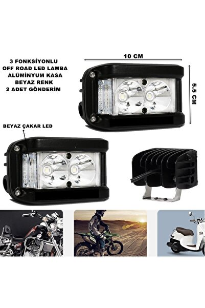 midline Lampă LED Off Road cu lumină stroboscopică albă și LED alb fix, 3 fun...