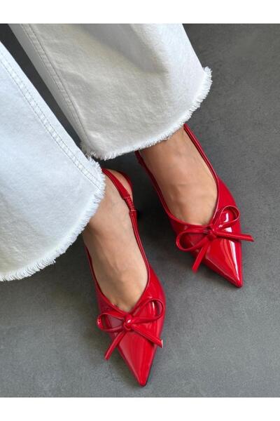 FS KOMBİN COLLECTİON Fabio Kırmızı Kadın Fiyonk Detaylı Topuklu Ayakkabı Stiletto