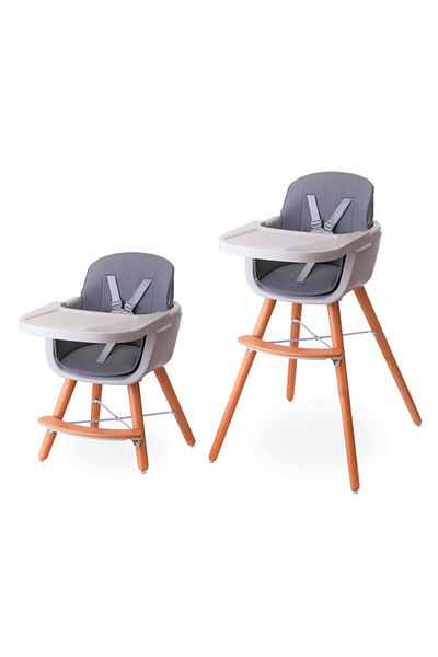 TEKNUM Premium Dual Height Wooden High Chair - Grey