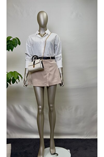 owwon Cămașă albă cu dungi decupate de damă