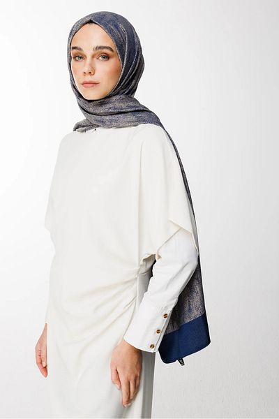 Mooncorn Σαλιάρα διπλής όψης με μοτίβο Navy Blue-Beige Sahra