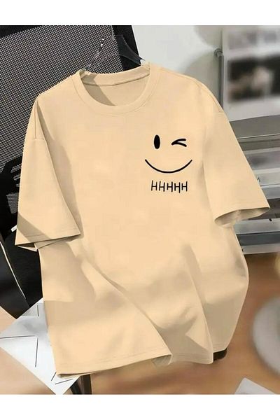 Medinenur Tricou de bază cu imprimeu Emoji zâmbitor