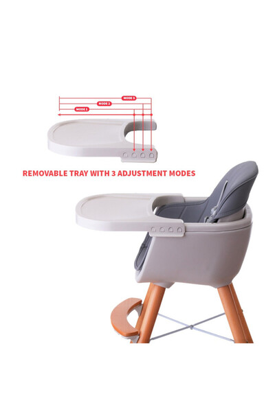 TEKNUM Premium Dual Height Wooden High Chair - Grey