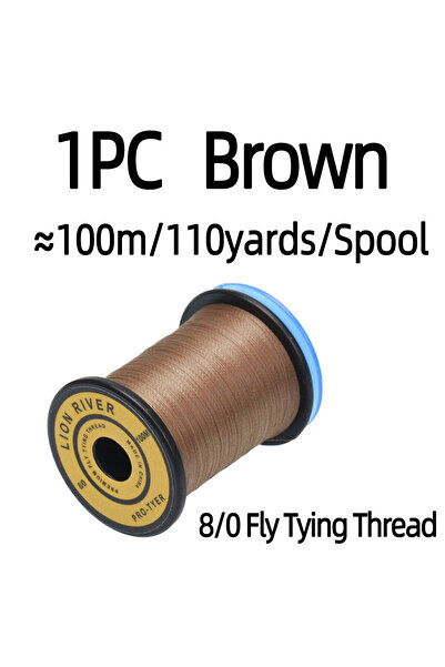 Choice خيط ربط الذباب الملتوي البني مقاس 8/0، قطعة واحدة، خيط عالي الشد، خيط ...