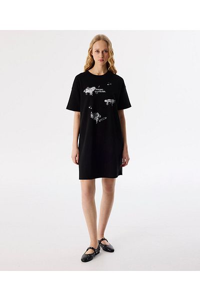 Twist Visual Printed Combed Dress