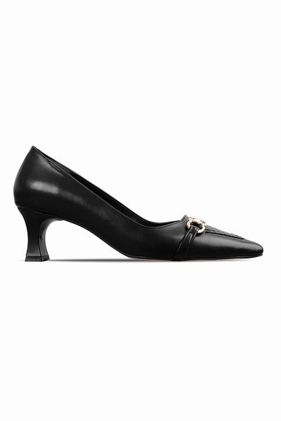 Lal Shoes & Bags Pantofi cu toc cu detaliu cu cataramă aurie pentru femei Living - negru