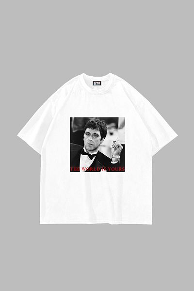 Sekizbiraltı The World Is Yours Printed Oversize Unisex Λευκό Tshirt