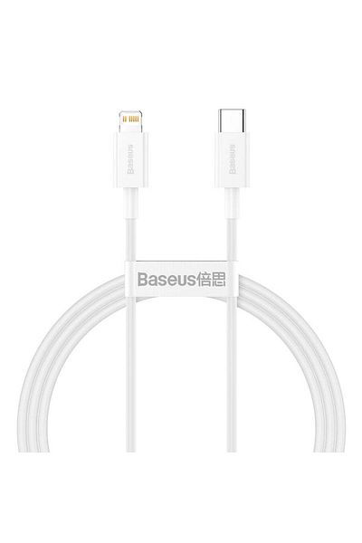Baseus كابل بيانات شحن سريع من سلسلة Superior من النوع C إلى iP PD بقوة 20 وات بطول 1 متر، أبيض