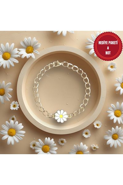MUUN STORE Daisy Patterned Gold Color Chain Bracelet