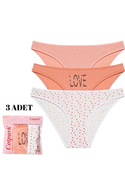 Cotpark Chiloți bikini de bază din bumbac pentru femei, pachet de 3 4116